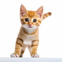 Obraz premium an orange tabby kitten standing on top of a white surface
