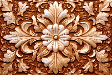 an ornate design on a brown background