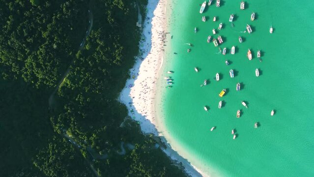 Praia do Forno, Arraial do Cabo, Rio de Janeiro aerial top view footage