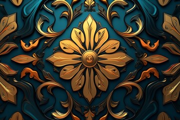 Fototapeta na wymiar an ornate pattern on a dark blue background