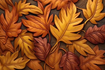 Fototapeta premium autumn leaves on a wooden background