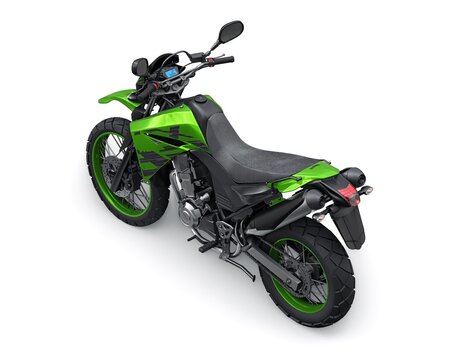 Japan, Tokyo. July 28, 2023. Green Yamaha XT660R enduro motorcycle dual purpose on a white background. 3d rendering.