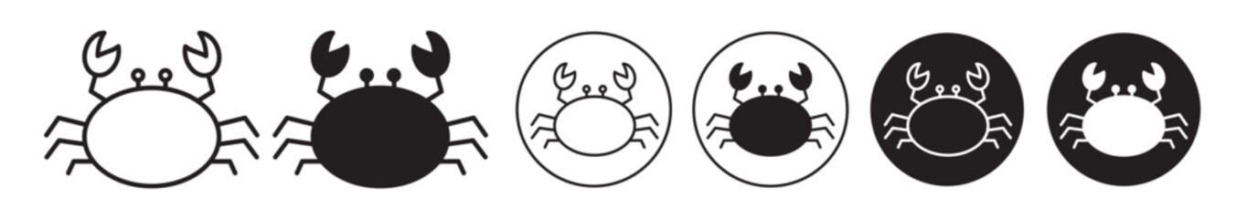 crab icon set. claw vector symbol in black filled and outlined style.