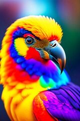 A colorful bird sitting on a hand