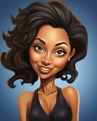 cartoon illustration of a beautiful black woman