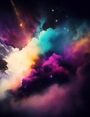 Fototapeta premium A multicolored dust explosion background with Generative AI technology
