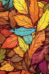 colorful autumn leaves seamless pattern