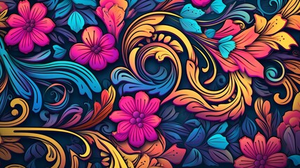 colorful floral background with swirls and swirls