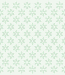 Cute light green pattern with small flowers with six petals