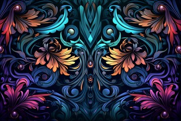 colorful floral pattern on a black background