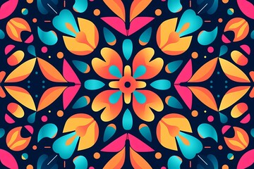 colorful floral pattern on a black background