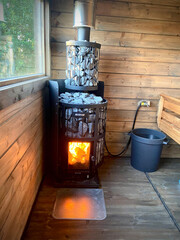 Outdoor sauna heating