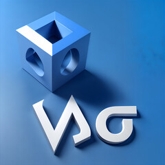 Unique 3D Blue White Shape Creative Color For Logo
