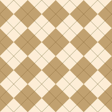 Seamless beige argyle pattern. Traditional diamond check print. Vintage seamless background.