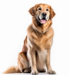 Fototapeta premium golden retriever sitting on a white background