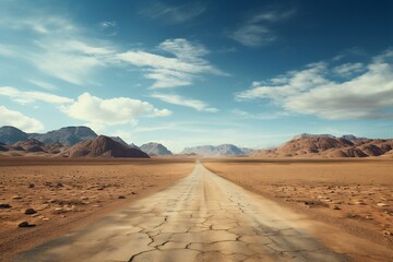 Fototapeta na wymiar An Empty Desert Road. AI