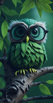 Eule mit Brille.  Generative AI Technologie