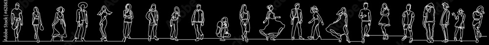 Aufkleber continuous line drawing vector illustration with fully editable stroke of group of various positive 