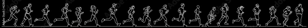 Poster continuous line drawing vector illustration with fully editable stroke of group of various positive 