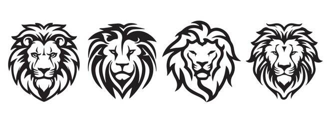 Lion head on a white background. Vector silhouette illustration.