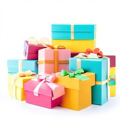 Obraz premium Colorful gift boxes isolated on white background.