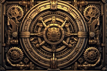 Fototapeta na wymiar steampunk background with gears and clockwork illustration design wallpaper