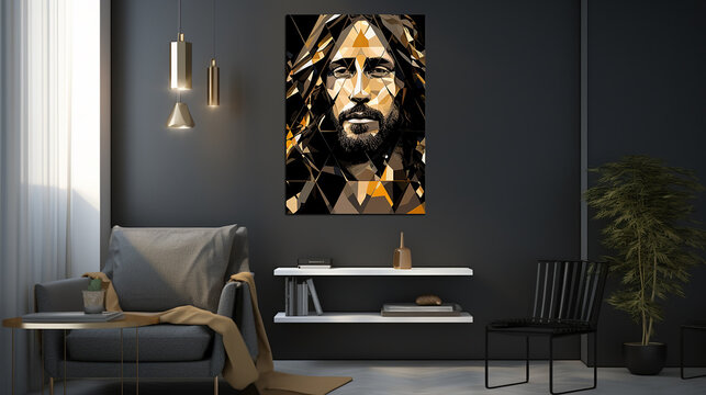 quadro decorativo de jesus em sala 