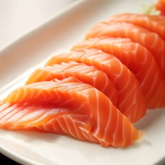 Salmon sashimi on white plate