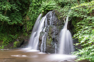 Fairy Glen Falls Rosemarkie view inside a forest, Scotland