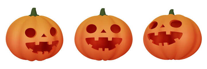 Halloween decorative element. Pumpkin in cartoon style. 3D render. 3D illustration.