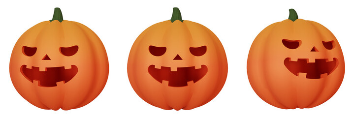 Halloween decorative element. Pumpkin in cartoon style. 3D render. 3D illustration.