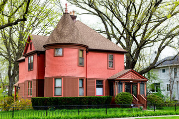 suburban neighborhood. mansion in american neighborhood. architecture. suburban house property. residential or rental house in america. insure housing. Architecture dwelling home. Cottage lifestyle