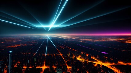 Fototapeta premium Photo of a mesmerizing cityscape illuminated by the lights of the night