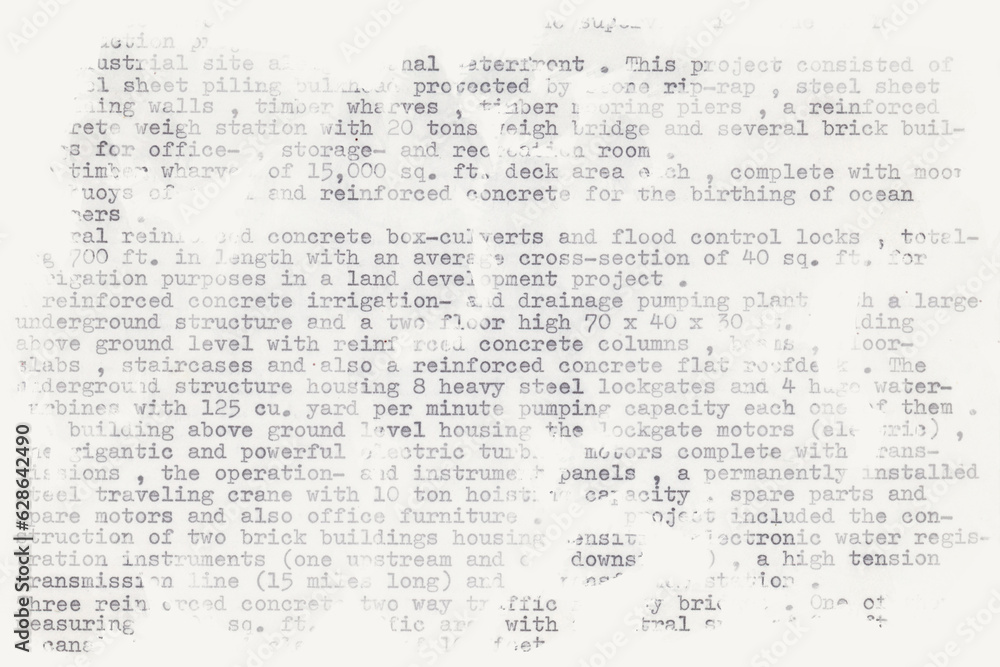 Fototapete text written on an old typewriter. it is a partly blurred close-up of a resume of a civil engineer w