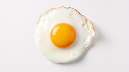 Fried egg isolated on white background Top view. Food breakfast cooking. Object design - obrazy, fototapety, plakaty