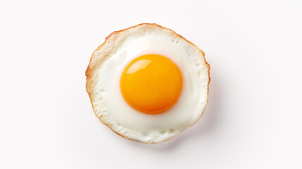 Fried egg isolated on white background Top view. Food breakfast cooking. Object design