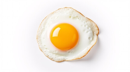 Fried egg isolated on white background Top view. Food breakfast cooking. Object design