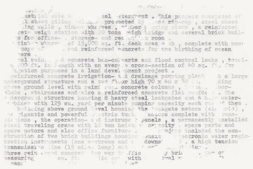 Text written on an old typewriter. It is a partly blurred close-up of a  resume of a civil engineer who has worked in the sixties in South America. Meant as text background
