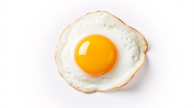 Fried egg isolated on white background Top view. Food breakfast cooking. Object design
