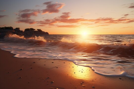 Beach sunset photos, Generative AI