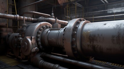 Fototapeta premium grey big metal industrial mechanism close-up