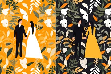 wedding seamless pattern vector illustration