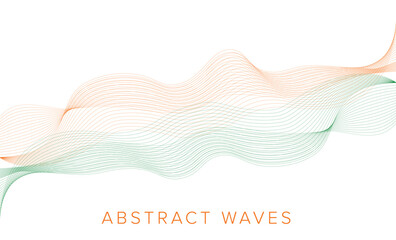 Abstract orange green wave line art pattern background waves