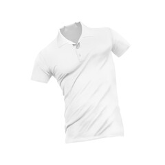 White blank Polo T-shirt template, natural shape on invisible mannequin, for your design mockup for print, isolated on white background.