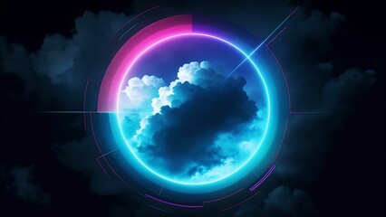 Fototapeta premium Photo of a colorful abstract circle with clouds inside