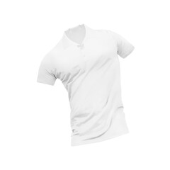 Fototapeta premium White blank Polo T-shirt template, natural shape on invisible mannequin, for your design mockup for print, isolated on white background.
