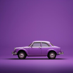 Fototapeta na wymiar Purple vintage retro car model and giraffe 