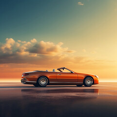 Fototapeta na wymiar Orange colour modern cabriolet sport car new model