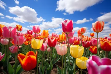 Foto op Plexiglas Vibrant Tulip Rows: A Burst of Color. AI © Usmanify