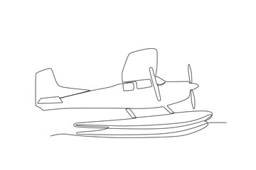 A vintage helicopter. Vintage plane one-line drawing